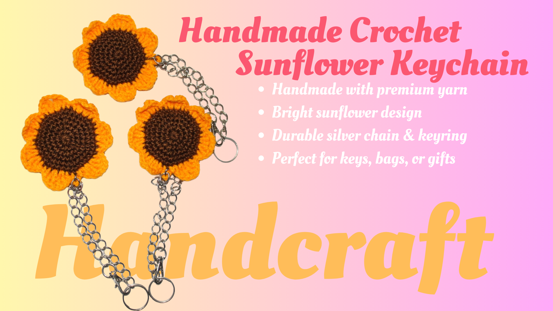 Handmade Crochet Sunflower Keychain