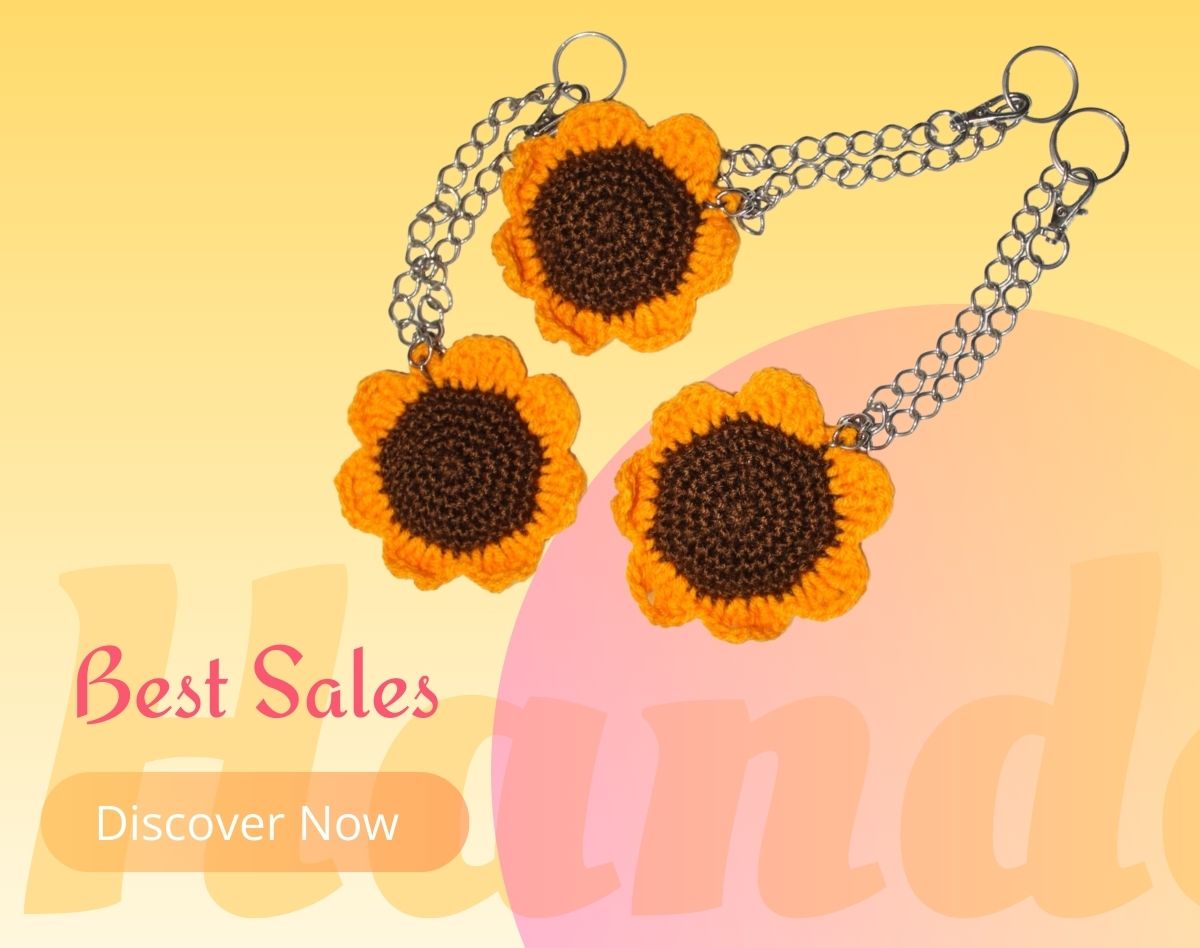 Handmade Crochet Sunflower Keychain